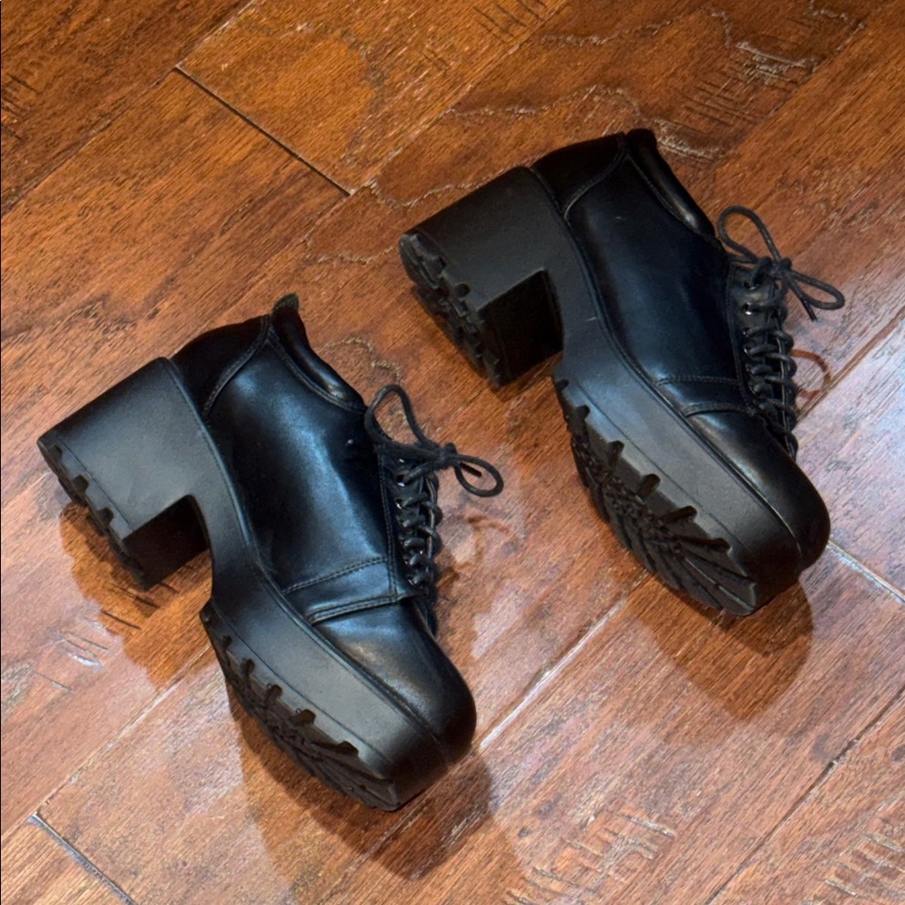 Size 9 KOI Black Chunky Platform Lace-Up Shoes - Picture 5 of 10